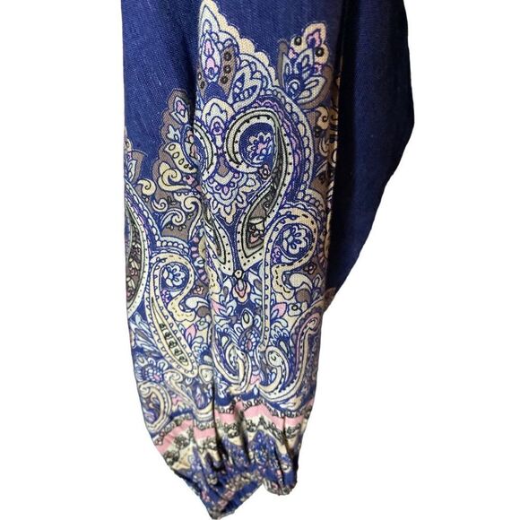 Venus blue, puffy, paisley, trim sleeves, cropped tie front size 18 - Picture 3 of 4